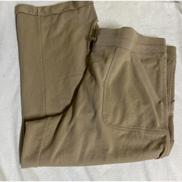 White Stag Crop Pants Large 12/14 Tan Khaki Pull On Pockets Cuffed Leg Hems - Picture 1 of 6